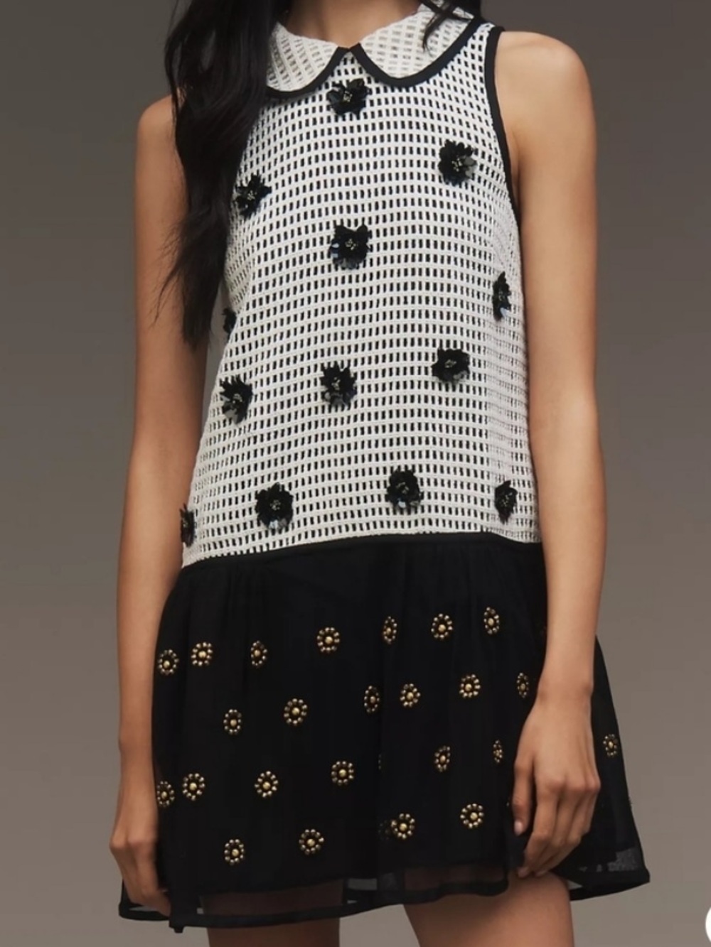 Maeve Sleeveless Embellished Drop-Waist Mini Dress
